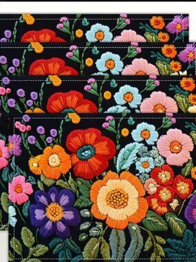 Last One! NEW Set of 4 Floral Placemats 12 x 18